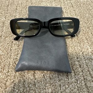 AIRE Black Rectangular Statement Glasses with Yellow tinted glass